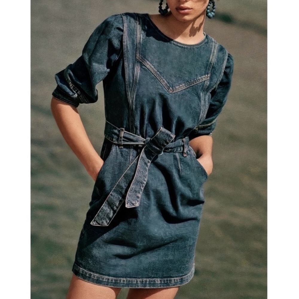 Sezane Denim Dress in Blue